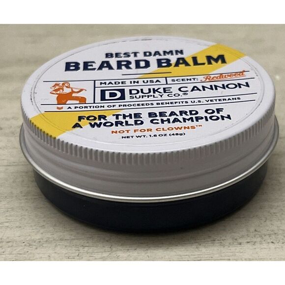 Duke Cannon- Best Damn Beard Balm-1.6 Oz Can - Redwood Scent- Made In USA - Picture 2 of 3